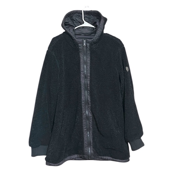 1 Madison Expedition Women's Jacket Size L Black Fuzzy Zipped Hoodie Insulated - Picture 1 of 14